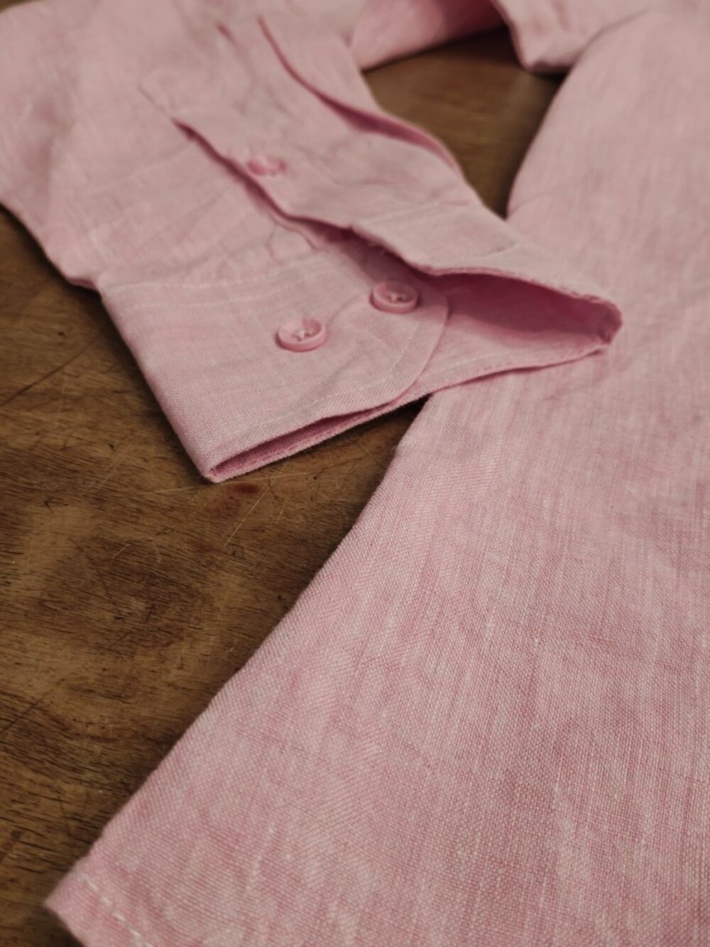 Bohio Pink Structured Linen Long Sleeve Button‑Down Shirt • Men’s Small - Picture 6 of 7